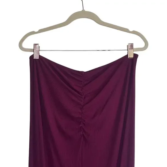Skims Soft Lounge Ruched Long Skirt in Red Wine - Picture 7 of 10